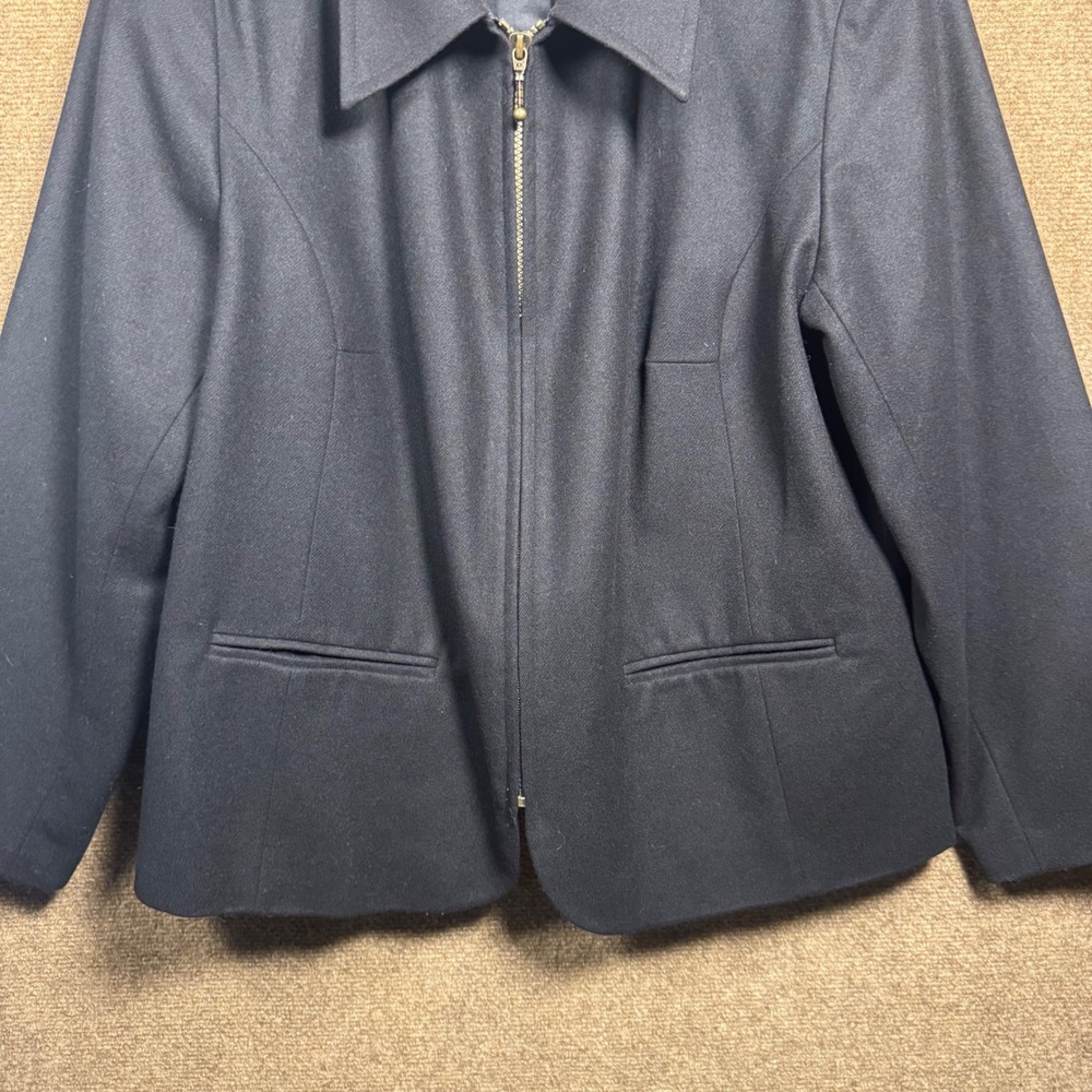VTG Sag Harbor Woman Black 100% Pure New Wool Zip Front Jacket Blazer Size 20W - Picture 7 of 10
